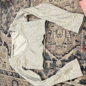 Garage Light Gray Scalloped Crop Top